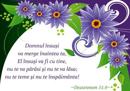 Poster cu verset A4 -Verset: "Domnul însuşi va merge înaintea ta, El însuşi va fi cu tine, nu te va părăsi şi nu te va lăsa; nu te teme şi nu te înspăimânta!" Deuteronom 31:8 [84]