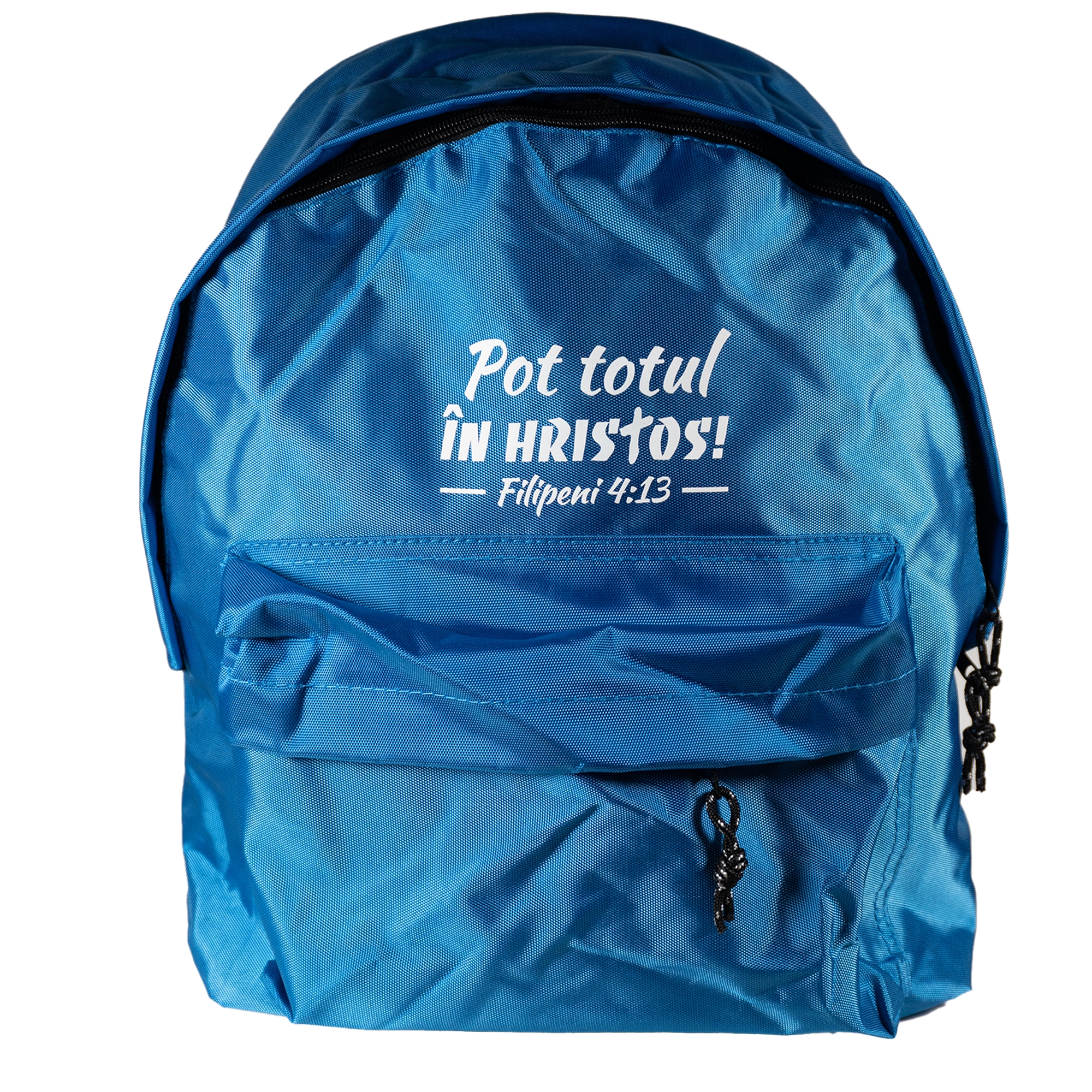 Ghiozdan - albastru "Pot totul în Hristos!" (Filipeni 4:13) Ghiozdan - albastru "Pot totul în Hristos!" (Filipeni 4:13)
