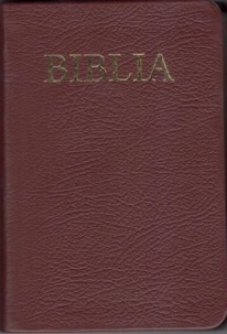 Biblia marime medie, din piele, visinie, aurita, fara cruce [063 P]