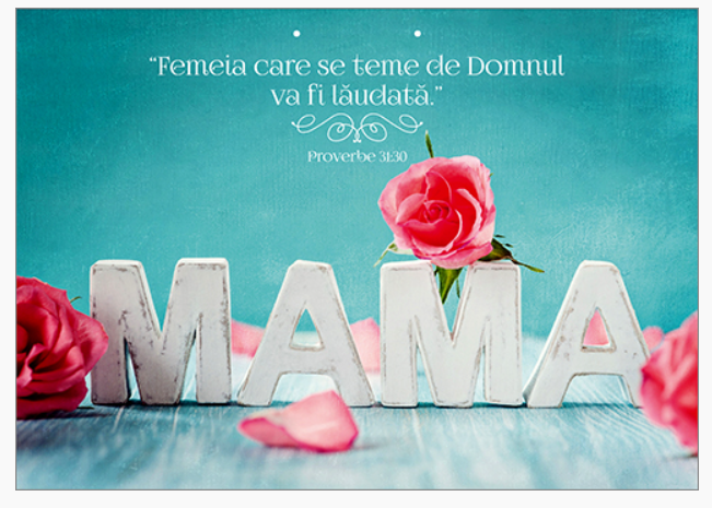 Poster cu verset A4 - "Femeia care se teme de Domnul va fi lăudată." Proverbe 31:30 [38]