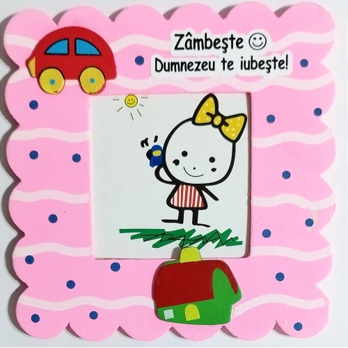 Rama foto lemn, fetite, Zambeste, Dumnezeu te iubeste! Rama foto lemn, fetite, Zambeste, Dumnezeu te iubeste!