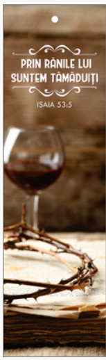 Semn de carte cu panglica maro cafeniu -Verset:  "Prin rănile Lui suntem tămăduiţi." Isaia 53:5  [112]
