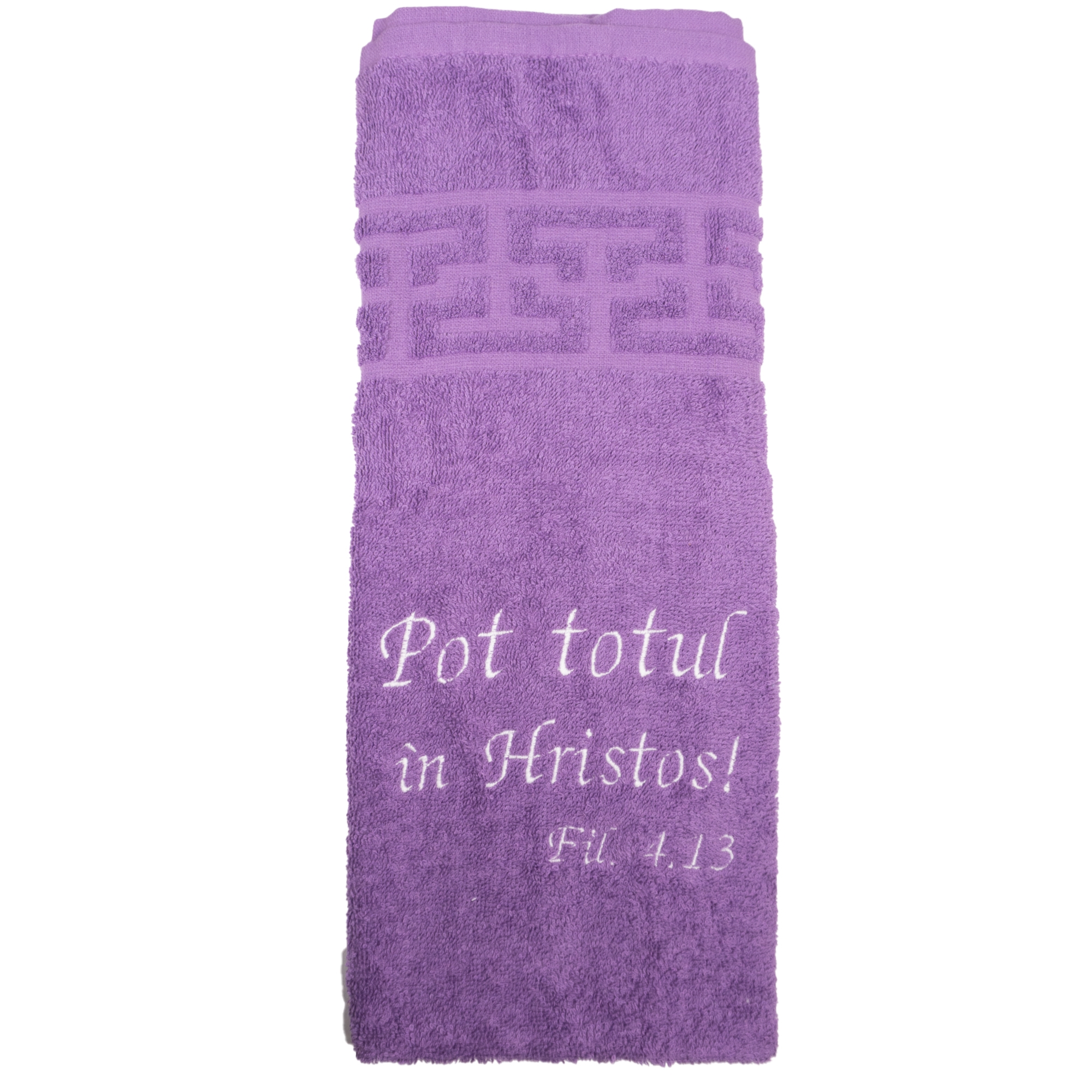 Prosop brodat - Pot totul in Hristos! (mov) Prosop brodat - Pot totul in Hristos! (mov)