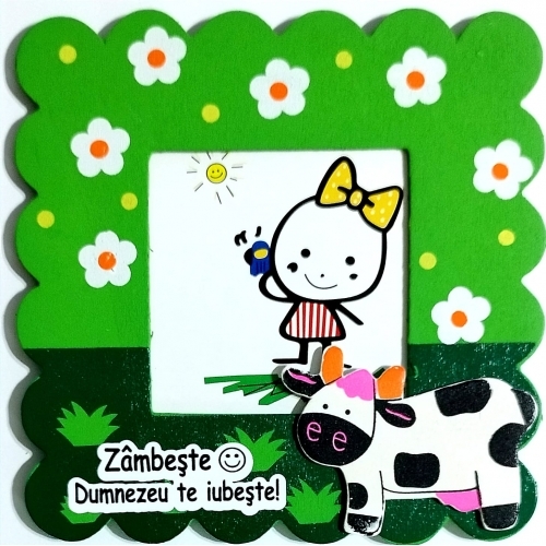 Rama foto lemn, vacuta, Zambeste, Dumnezeu te iubeste! Rama foto lemn, vacuta, Zambeste, Dumnezeu te iubeste!