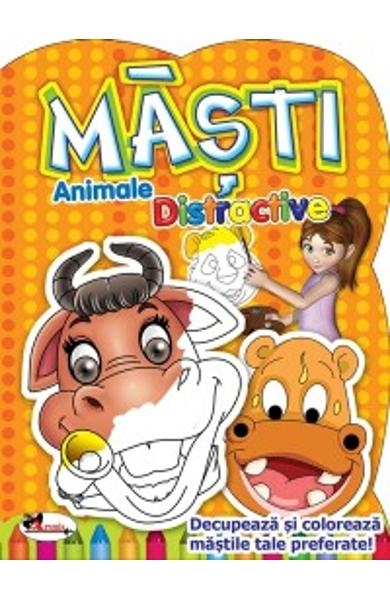 Masti - Animale Distractive - Carte de colorat pentru copii (3-7 ani) Masti - Animale Distractive - Carte de colorat pentru copii (3-7 ani)