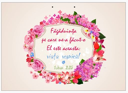 Poster cu verset A4 - Verset:  "Făgăduinţa pe care ne-a făcut-o El este aceasta: viaţa veşnică!" 1 Ioan 2:25   [173]