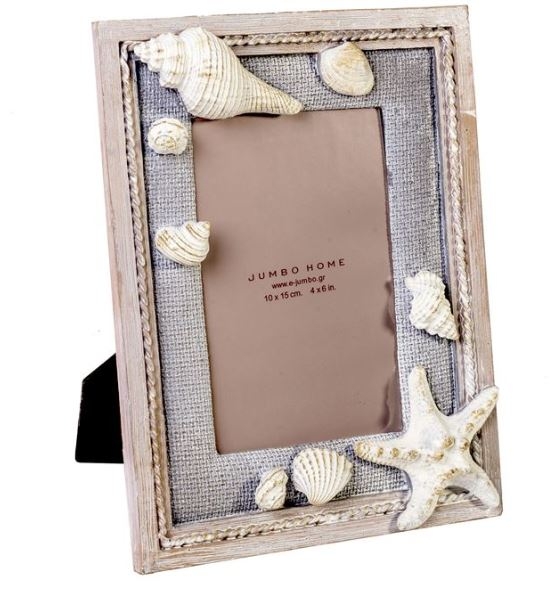 Rama foto din lemn - scoici - 1 poza de 10x15cm Rama foto din lemn - scoici - 1 poza de 10x15cm