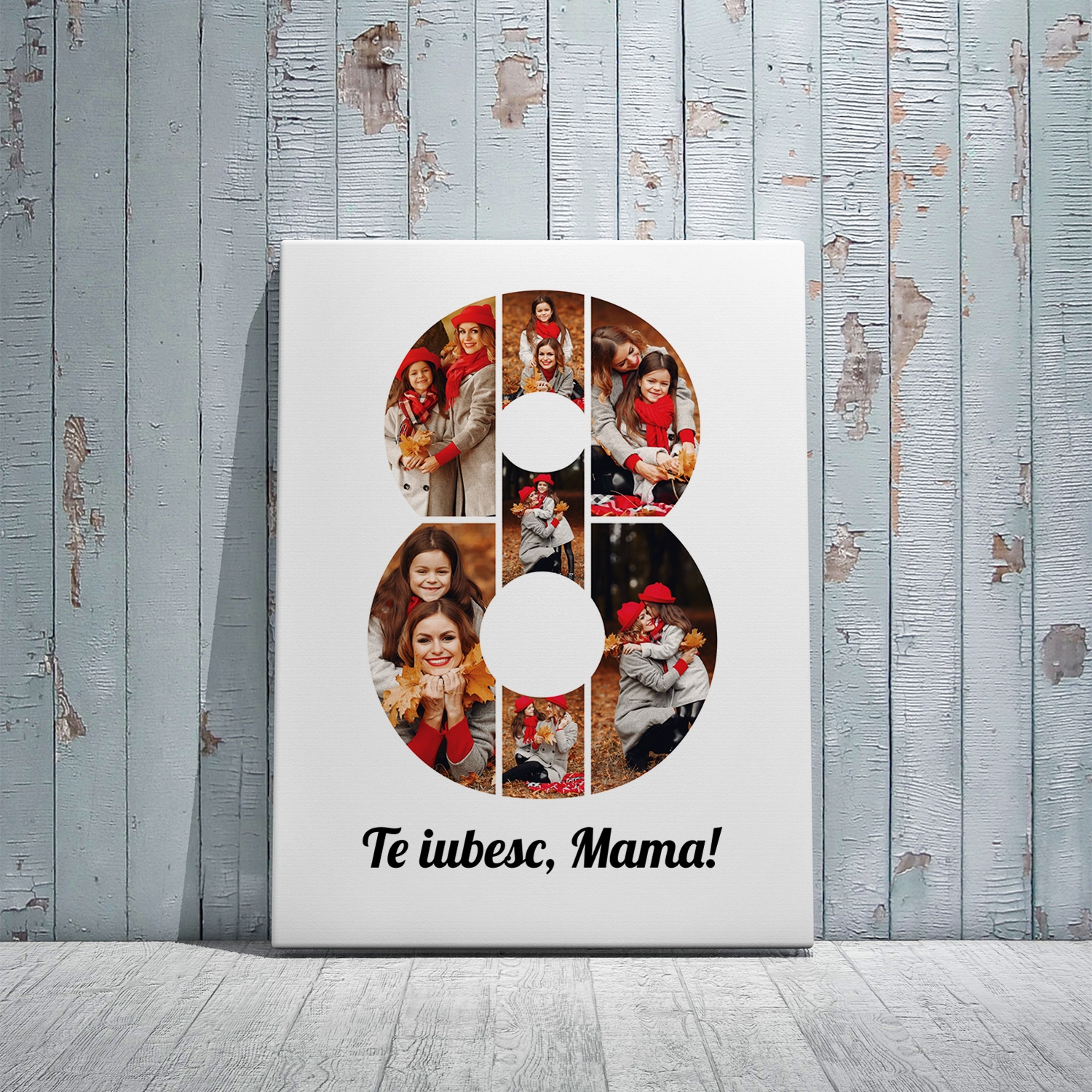 Tablou canvas personalizat cu 7 poze – Te iubesc, Mama!