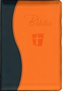 Biblia NTR (Noua Traducere), coperta imitatie piele, bleumarin I portocaliu , fermoar, index, argintata - editia 3 revizuita