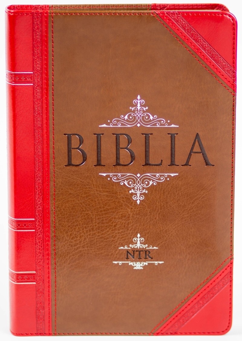 Biblia Noua Traducere (Biblia NTR), marime mare, coperta imitatie piele, maro/rosu, index, margini argintii Biblia Noua Traducere (Biblia NTR), marime mare, coperta imitatie piele, maro/rosu, index, margini argintii