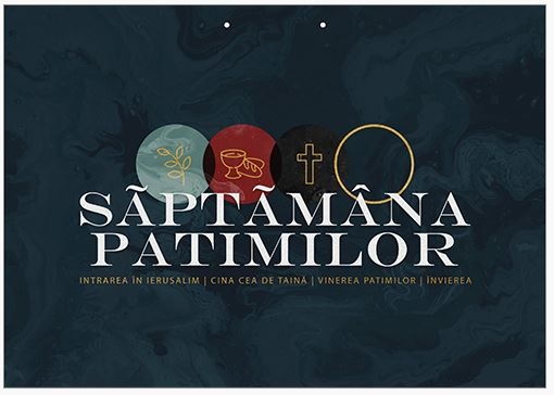 Poster cu verset A4 - Text:  Săptămâna Patimilor Intrarea în Ierusalim | Cina cea de Taină | Vinerea Patimilor | Învierea    [184]