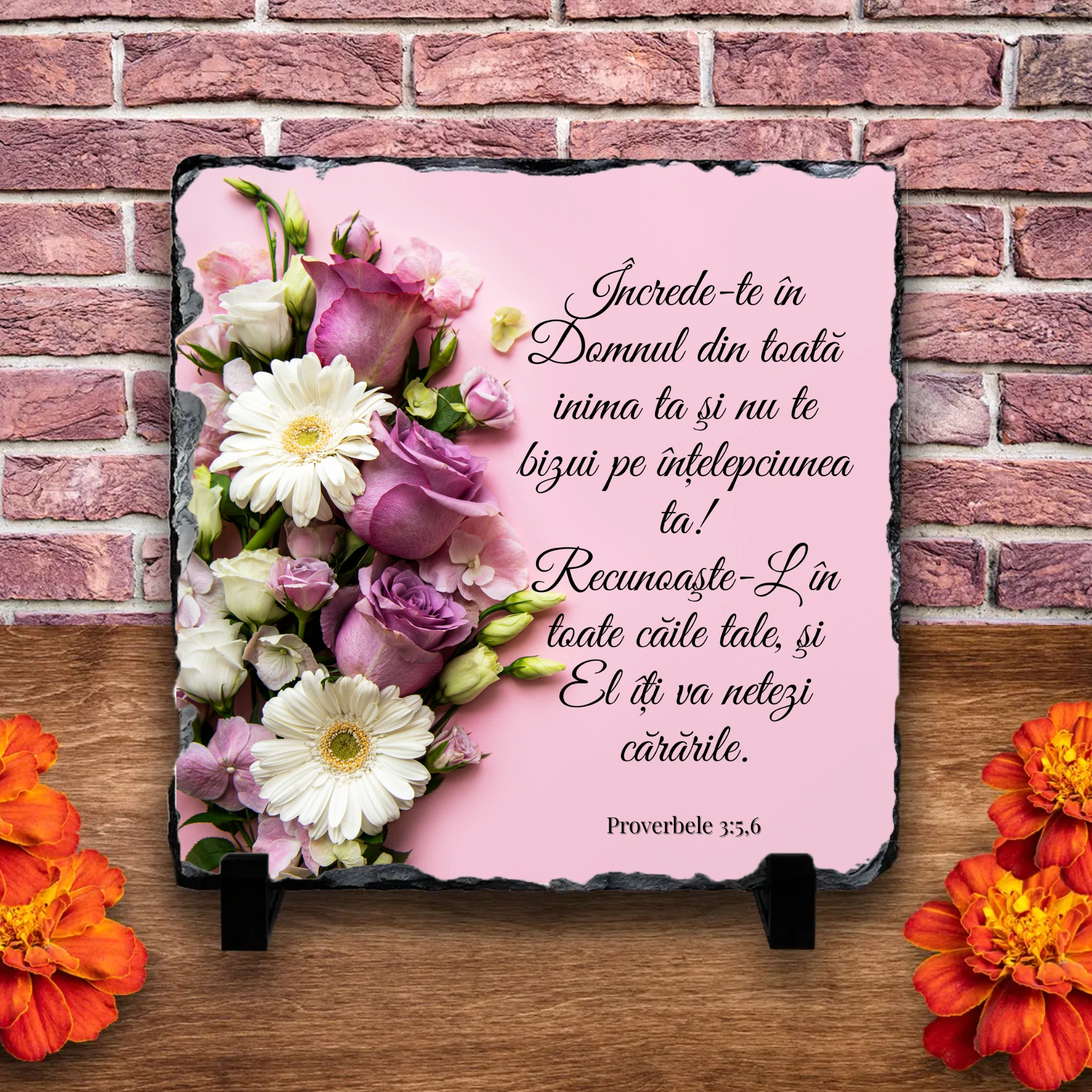 Placă ardezie, verset biblic - Proverbele 3:5-6