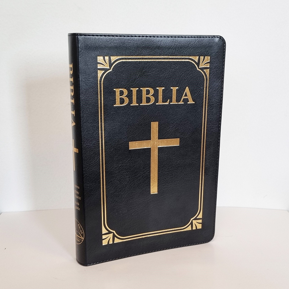 Biblia mare – copertă imitație de piele, aurită (cruce)
