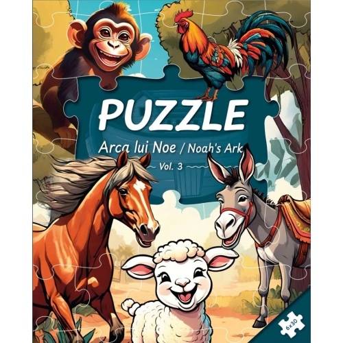 [ANTICARIAT]Puzzle „Arca lui Noe” (RO-EN) vol. 3 – Animale domestice  - (Produs deteriorat)