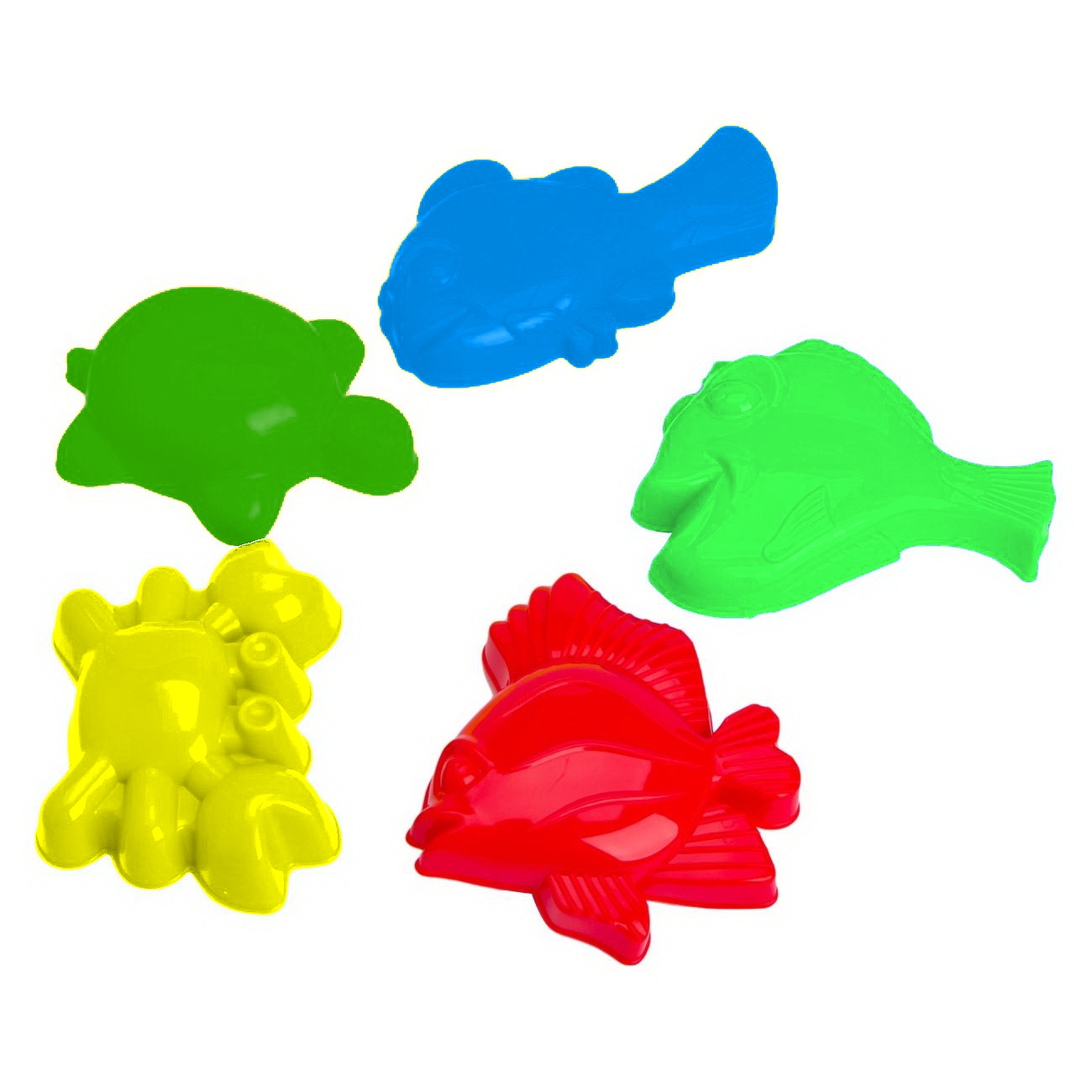 Set jucarii pentru nisip - Forme pesti, crab, testoasa Set jucarii pentru nisip - Forme pesti, crab, testoasa
