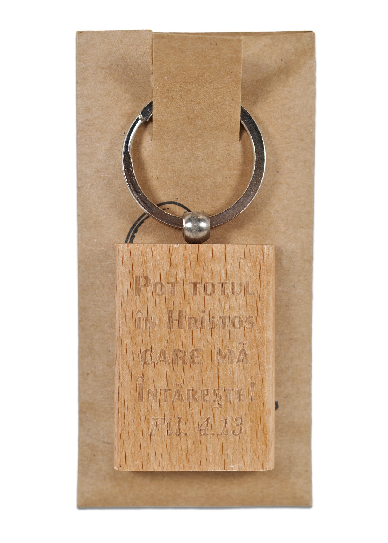 Breloc din lemn - "Pot totul in Hristos" - Filipeni 4:13 Breloc din lemn - "Pot totul in Hristos" - Filipeni 4:13