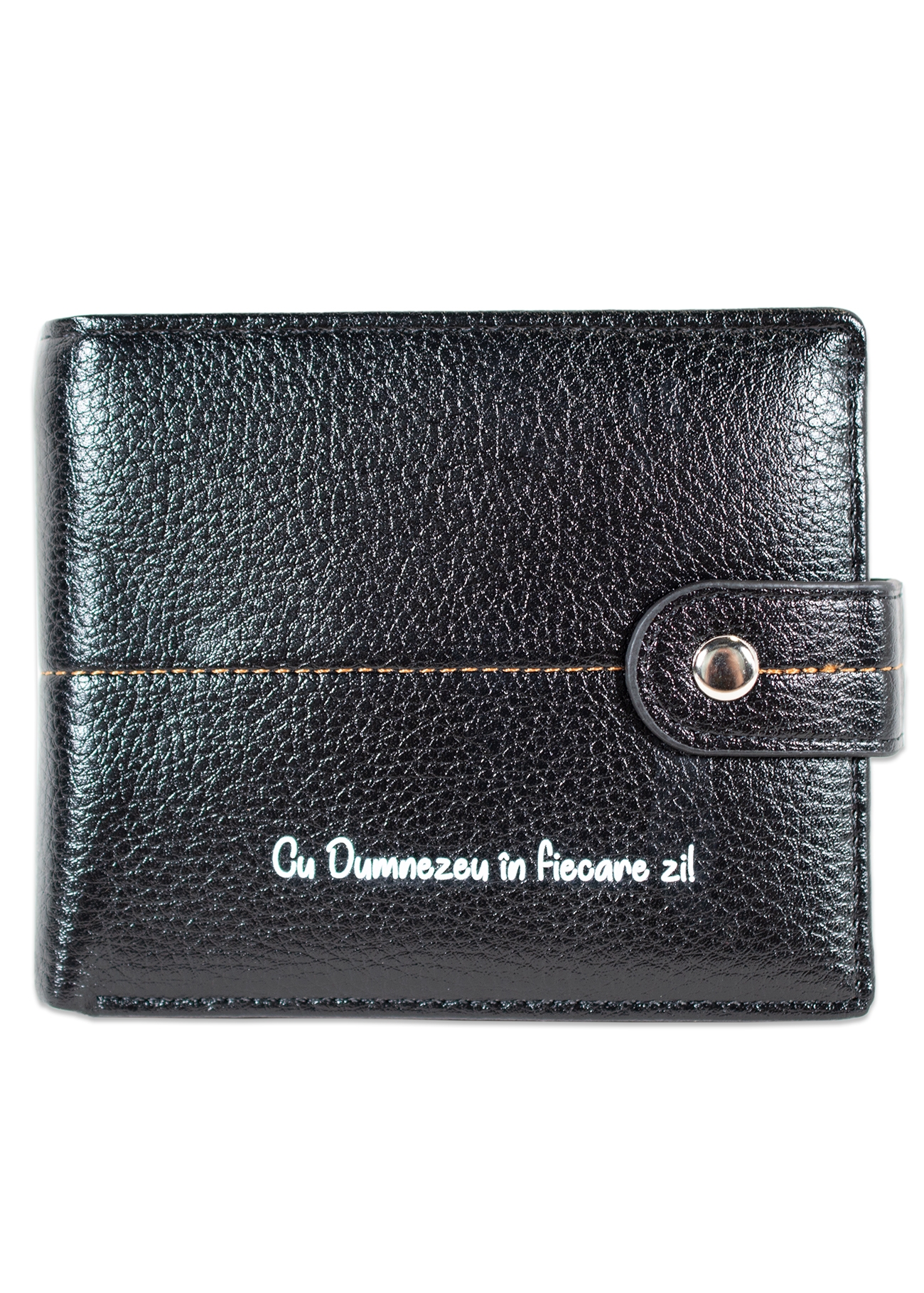 Portofel bărbați cu mesaj crestin, negru - Cu Dumnezeu in fiecare zi!