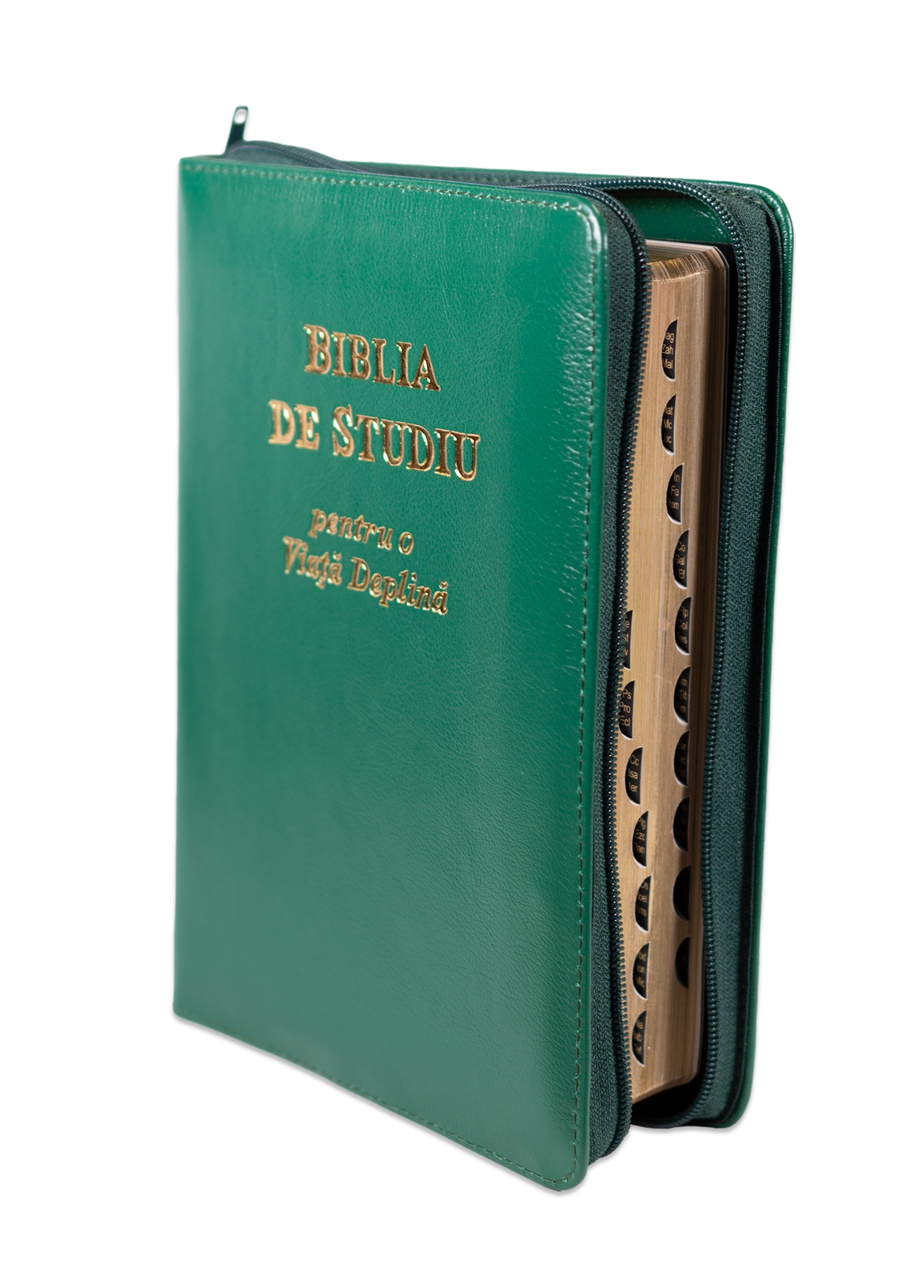 Biblia de studiu pentru o viata deplina, cu concordanta si explicatiii, fermoar, verde, index, margini aurii Biblia de studiu pentru o viata deplina, cu concordanta si explicatiii, fermoar, verde, index, margini aurii