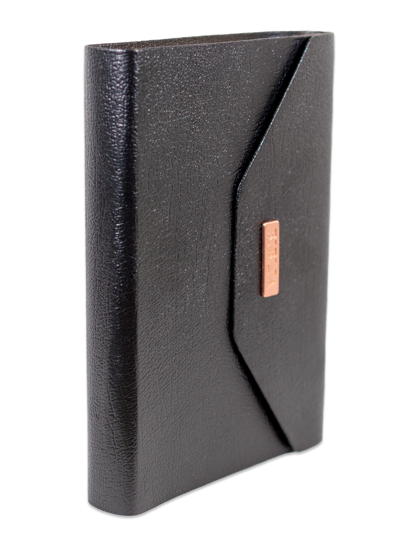 Biblia marime medie, neagra, piele, inchidere clapeta cu magnet, aurita, index, harti biblice, cuv. lui Isus cu rosu [057 TIM]