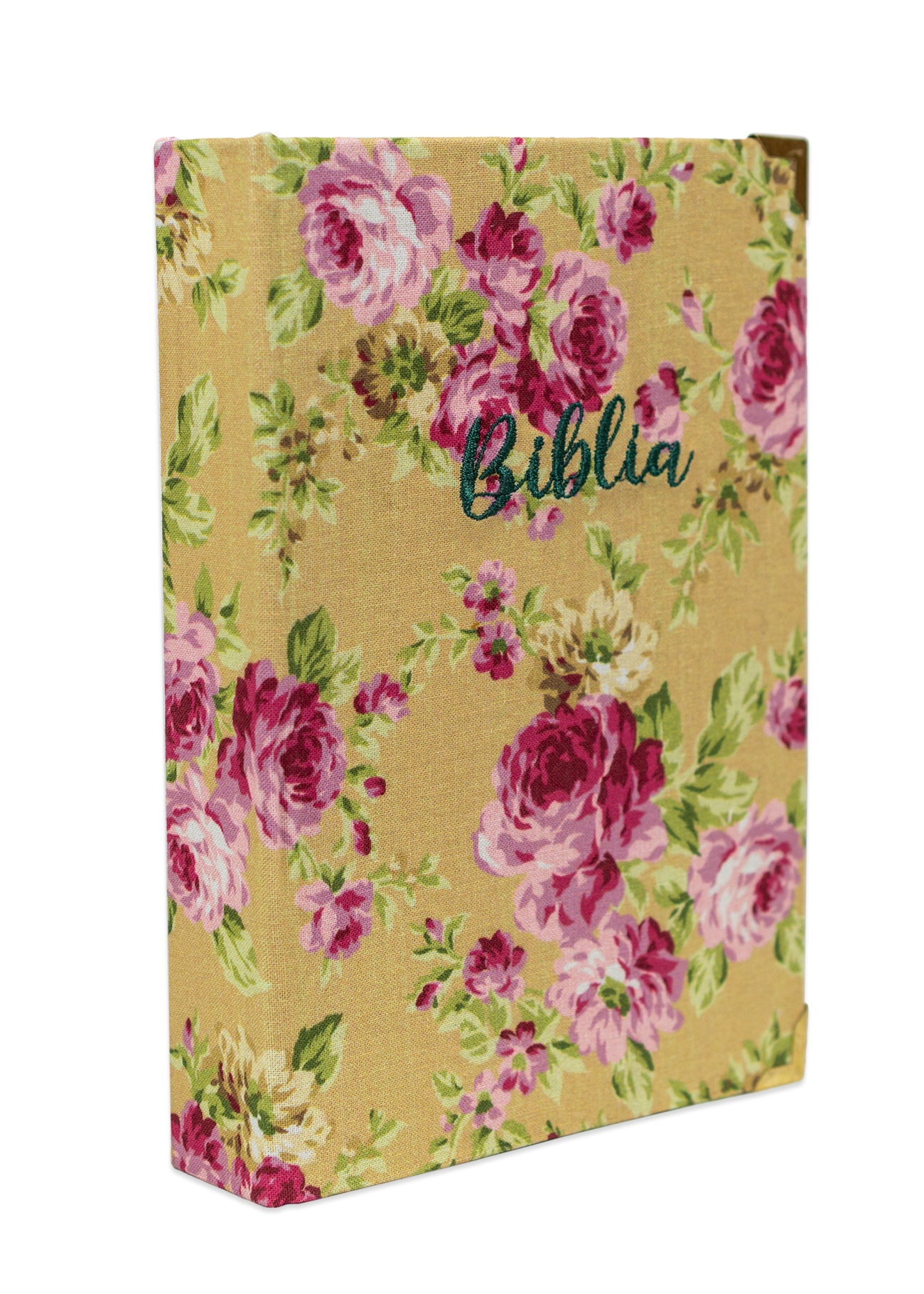 Biblia handmade, model 85, marime medie, coperta tare textila, margini aurii, index, cuv. lui Isus cu rosu [SI 057 HM]