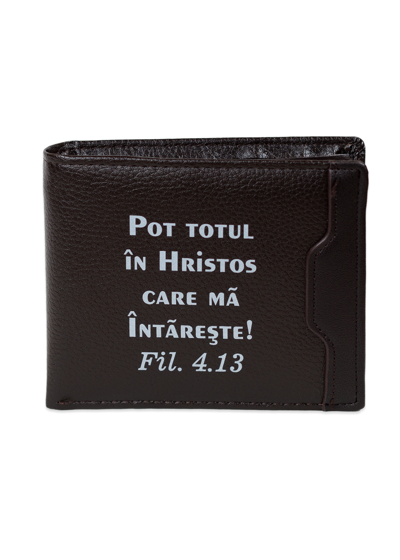 Portofel bărbați cu imprimeu  -  "Pot totul în Hristos"  (maro) Portofel bărbați cu imprimeu  -  "Pot totul în Hristos"  (maro)