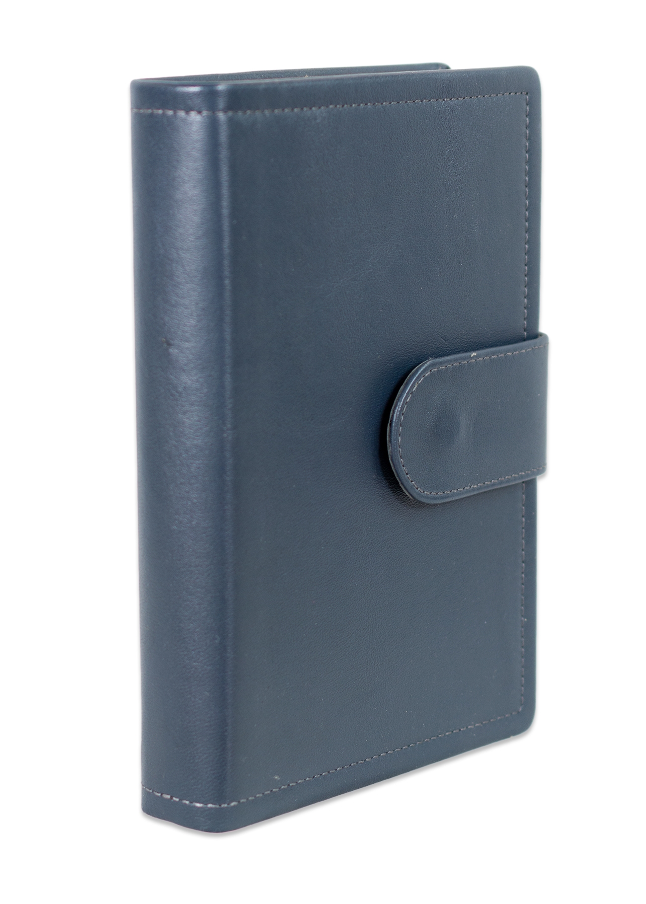 Biblia marime medie, bleumarin închis, piele, inchidere baretă cu capsă, margini aurii, index, cuv. lui Isus cu rosu [MAR 057 PBI]