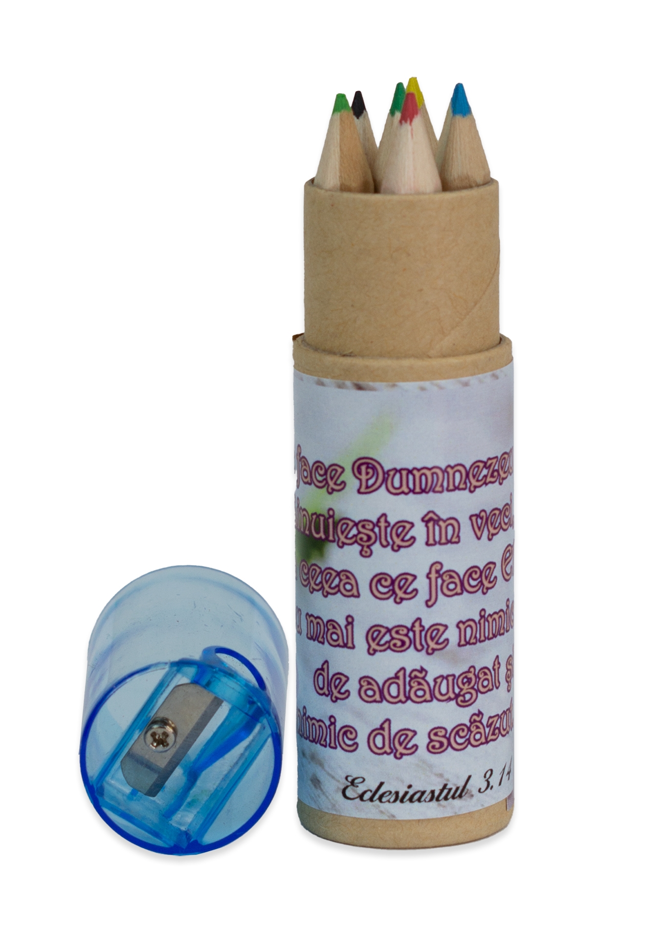 Set creioane colorate + ascuțitoare   "Tot ce face Dumnezeu dăinuiește în veci..." (Eclesiastul 3:14) Set creioane colorate + ascuțitoare   "Tot ce face Dumnezeu dăinuiește în veci..." (Eclesiastul 3:14)