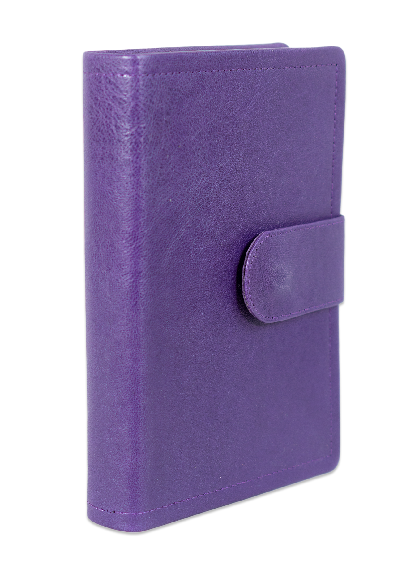 Biblia marime medie, mov, piele, inchidere baretă cu capsă, margini aurii, index, cuv. lui Isus cu rosu [MAR 057 PBI]