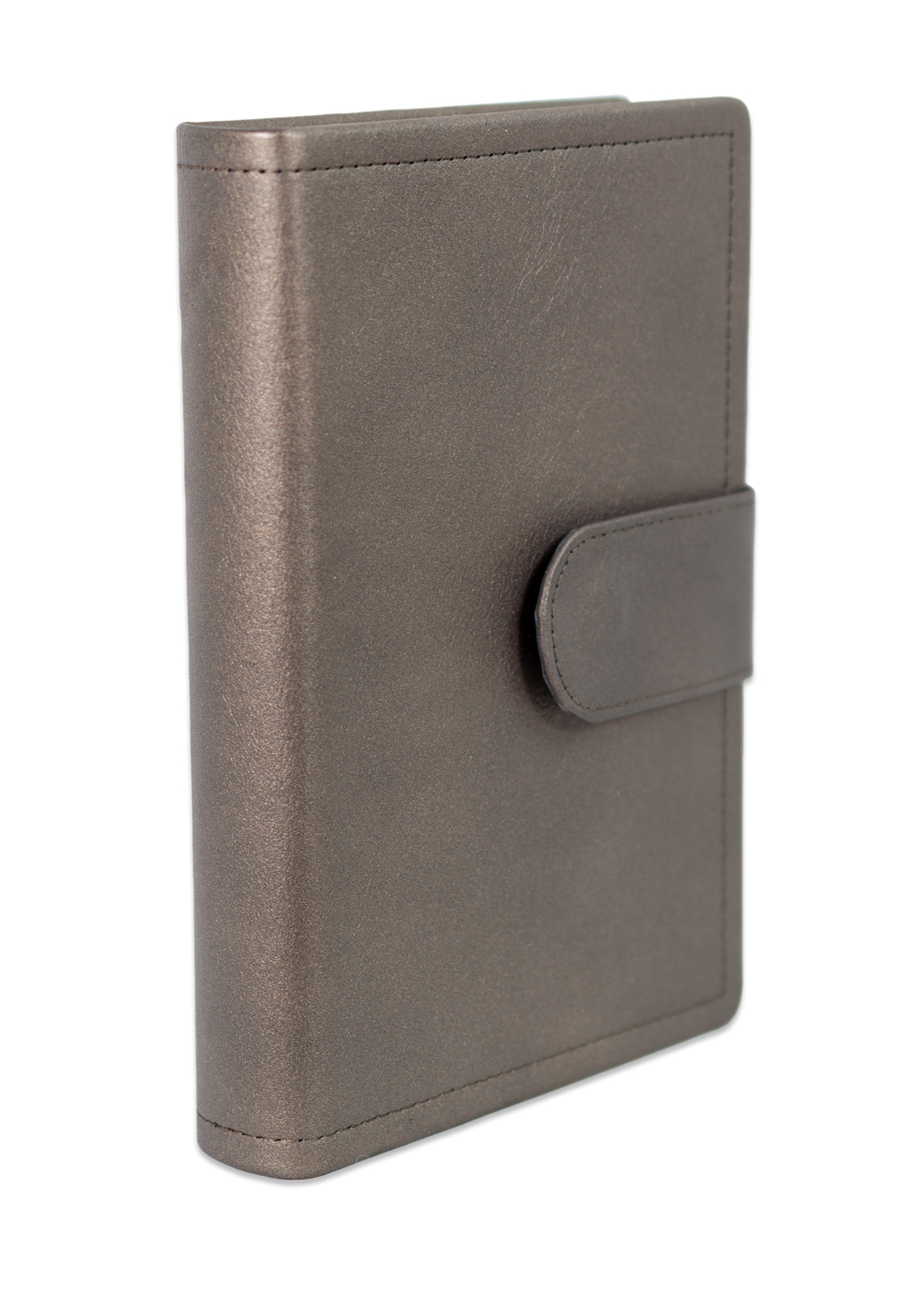 Biblia marime medie, maro închis sidefat, piele, inchidere baretă cu capsă, margini aurii, index, cuv. lui Isus cu rosu [MAR 057 PBI]