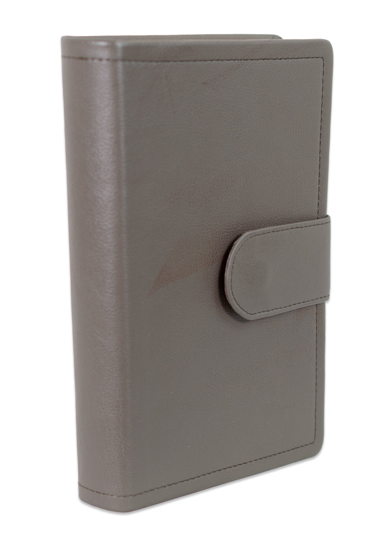 Biblia marime medie, kaki închis, piele, inchidere baretă cu capsă, margini aurii, index, cuv. lui Isus cu rosu [MAR 057 PBI]