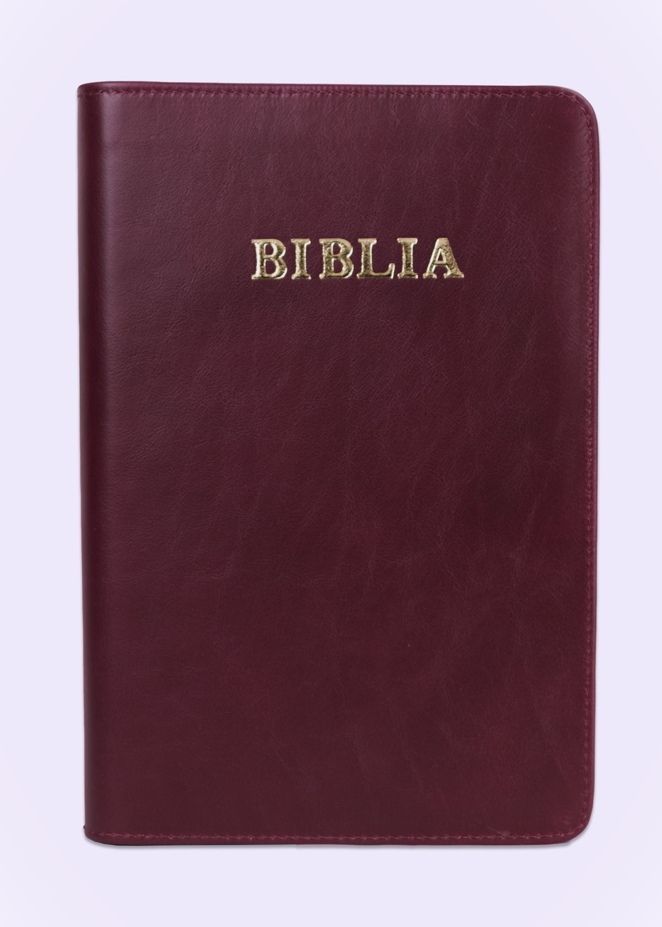 Biblia marime mare, coperta piele naturala, vișinie, margini albe, cuvintele lui Isus cu rosu [072 PF]