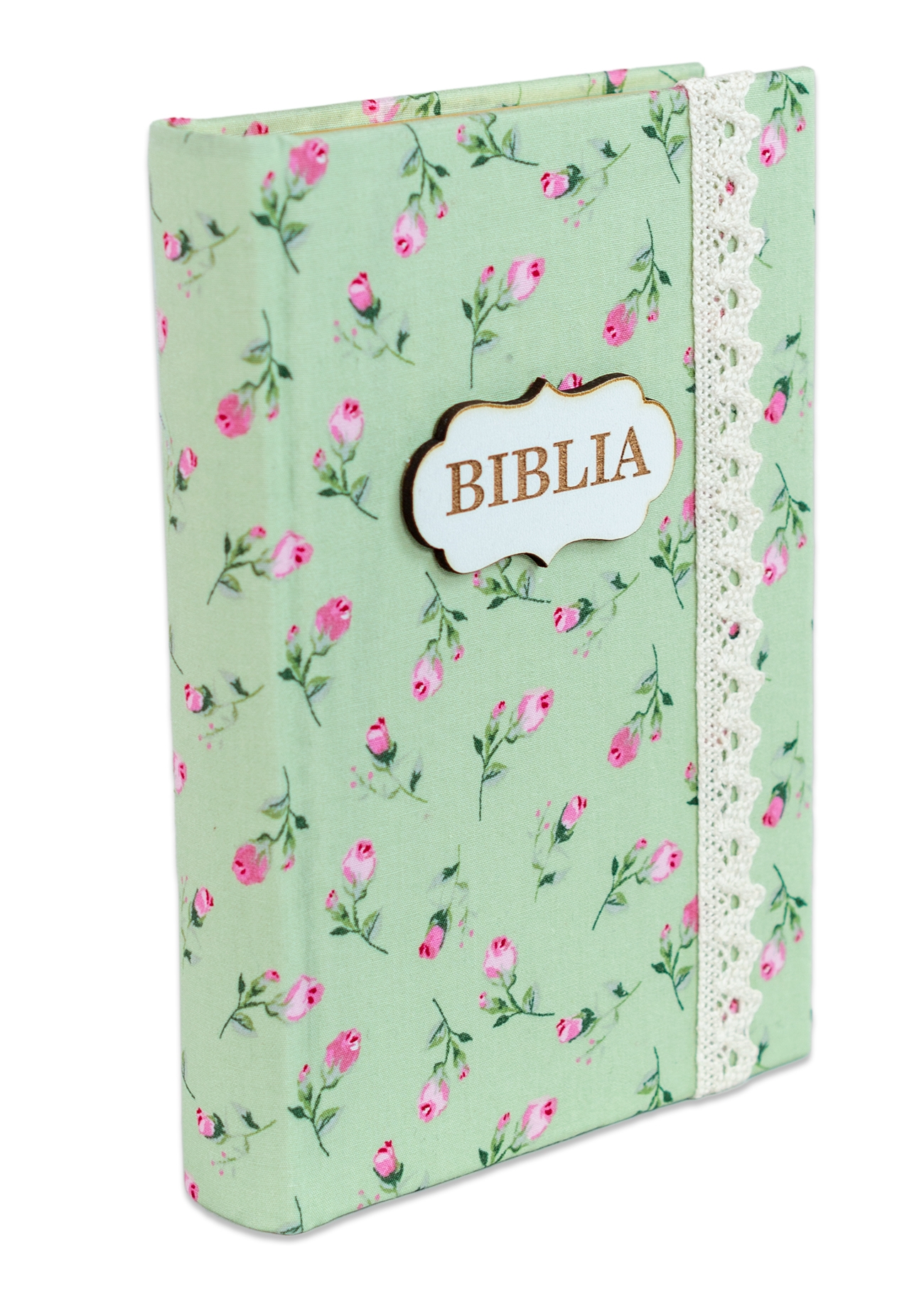 Biblia handmade, model 46, marime medie, coperta tare textila, margini aurii, index, cuv. lui Isus cu rosu [SI 057 HM]