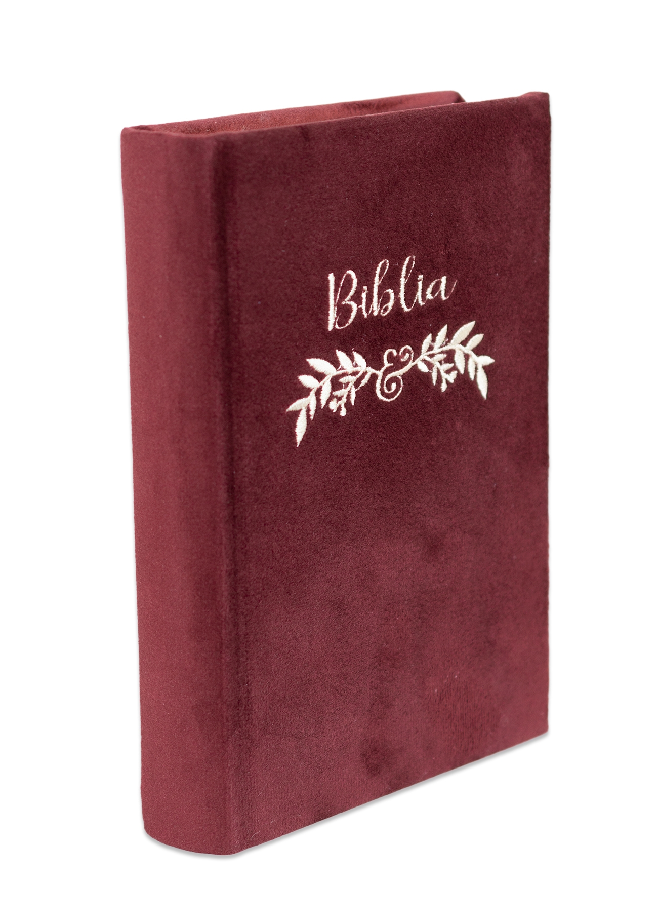 Biblia handmade, model 48, marime medie, coperta tare textila, margini aurii, index, cuv. lui Isus cu rosu [SI 057 HM]