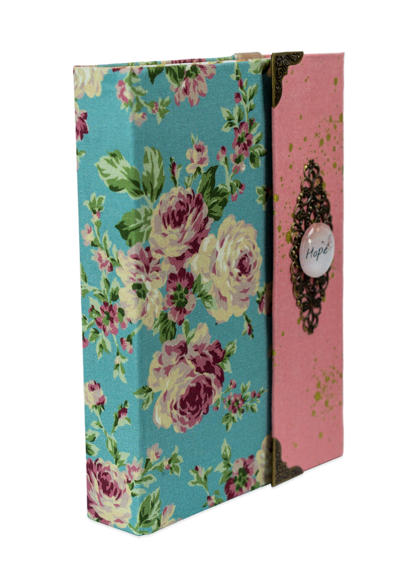 Biblia handmade, model 91, marime medie, inchidere cu clapeta, coperta tare textila, margini aurii, index, cuv. lui Isus cu rosu [SI 057 HM]