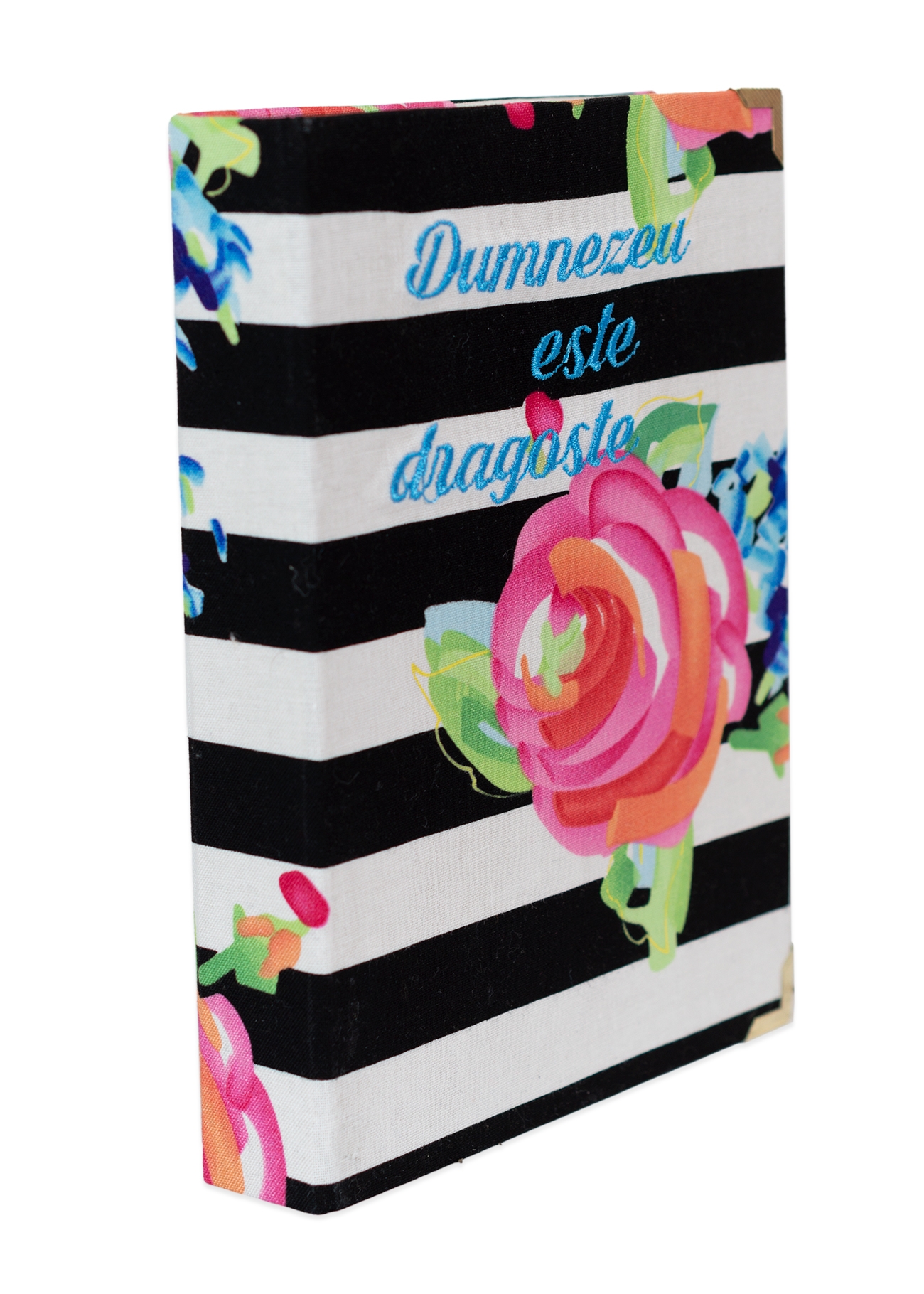 Biblia handmade, model 97, marime medie, coperta tare textila, margini aurii, index, cuv. lui Isus cu rosu [SI 057 HM]