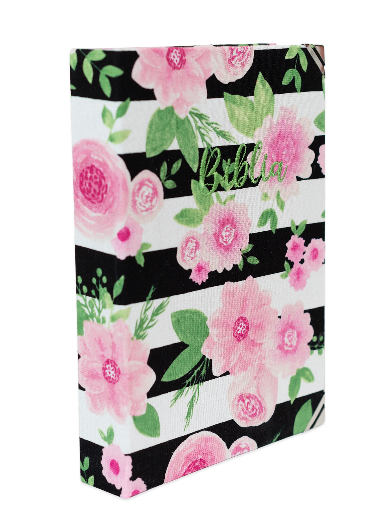 Biblia handmade, model 99, marime medie, coperta tare textila, margini aurii, index, cuv. lui Isus cu rosu [SI 057 HM]