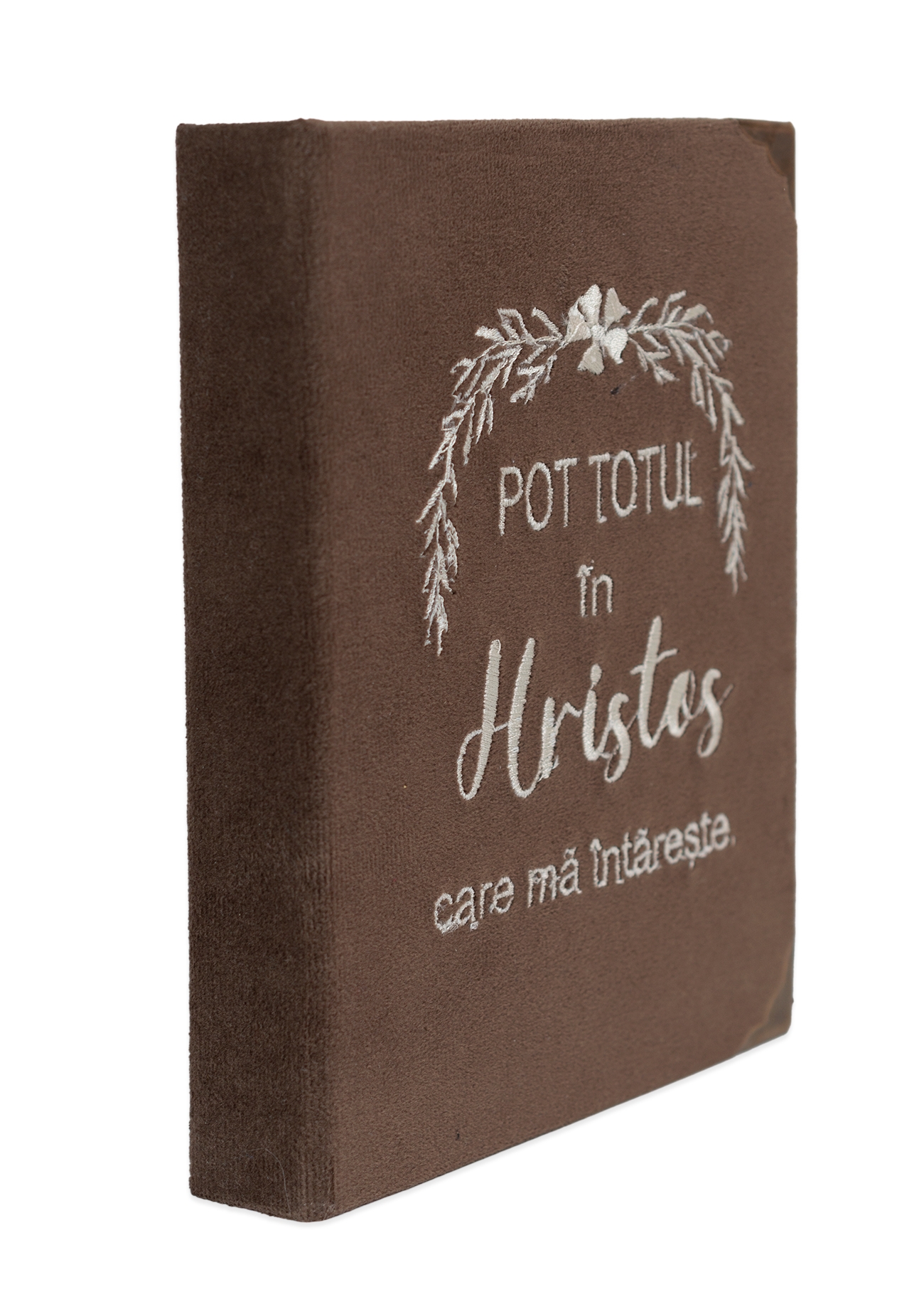 Biblia handmade, model 106, marime medie, coperta tare textila, margini aurii, index, cuv. lui Isus cu rosu [SI 057 HM]