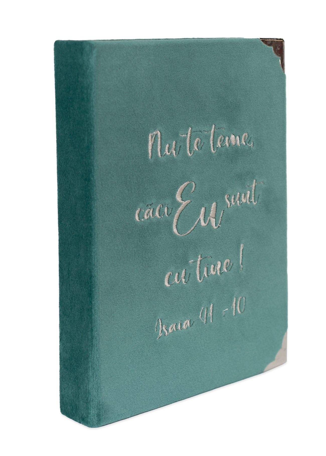 Biblia handmade, model 108, marime medie, coperta tare textila, margini aurii, index, cuv. lui Isus cu rosu [SI 057 HM]