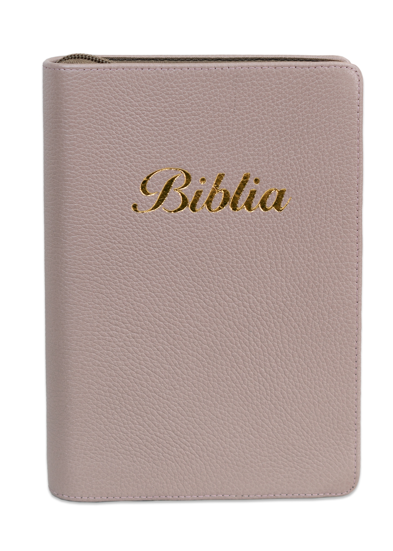 Biblia marime medie, culoare nuanta de maro, piele, fermoar, margini aurii, index, cuv. lui Isus cu rosu [MAR 057 PFI]