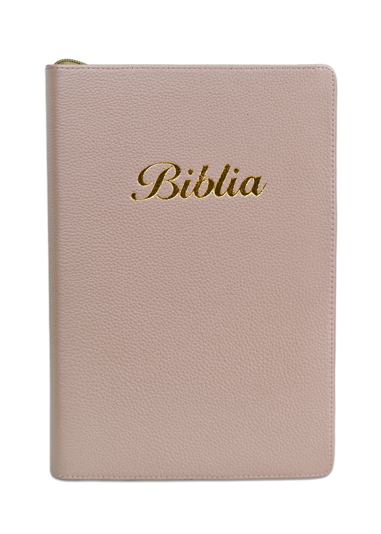 Biblie mare, piele, culoare cappuccino, fermoar, index, margini argintii, cuv. Isus cu rosu + inel pentru pix [MAR 073 PFI]