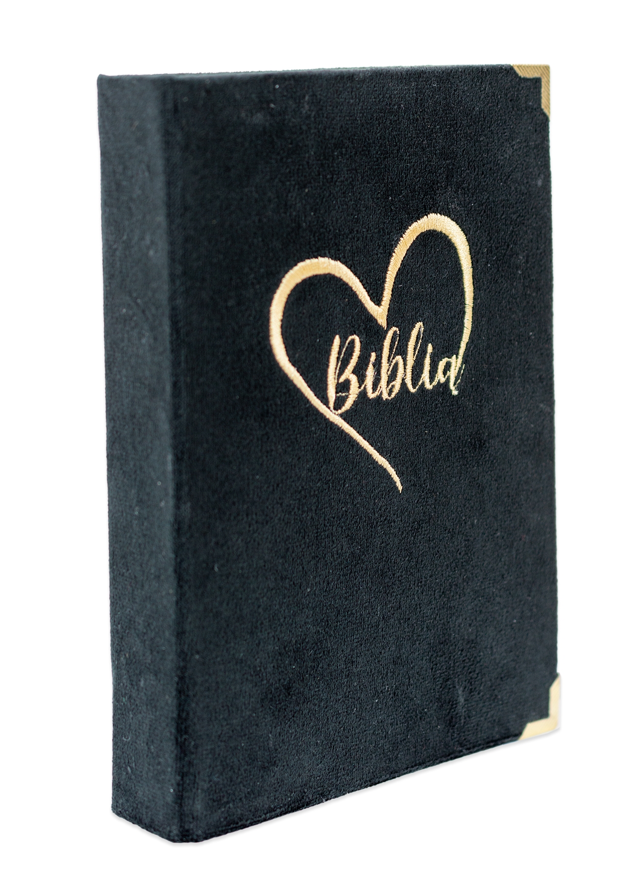 Biblia handmade, model 112, marime medie, coperta tare textila, margini aurii, index, cuv. lui Isus cu rosu [SI 057 HM]