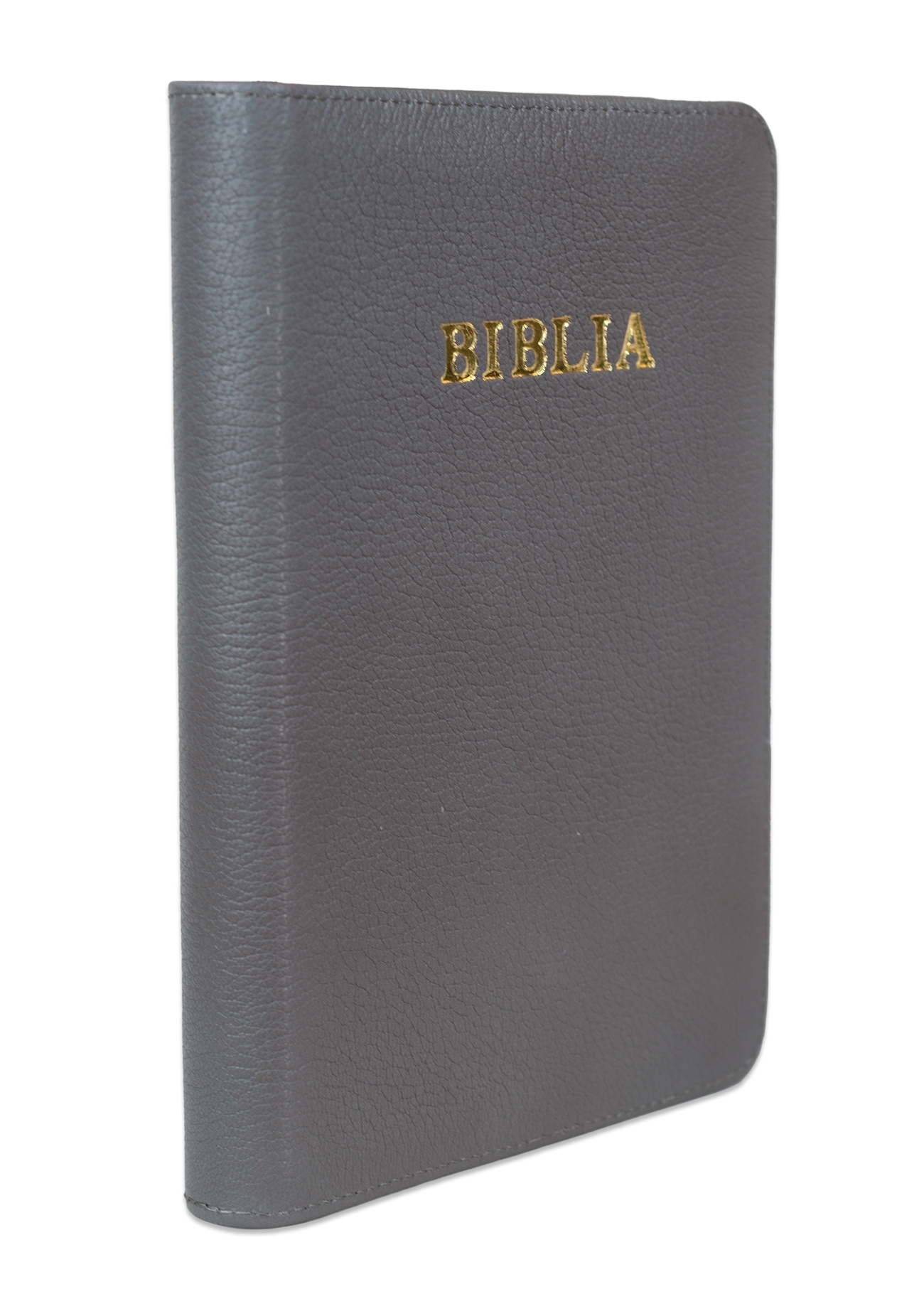 Biblia marime mare, coperta piele naturala, gri deschis, margini albe, cuvintele lui Isus cu rosu [072 PF]