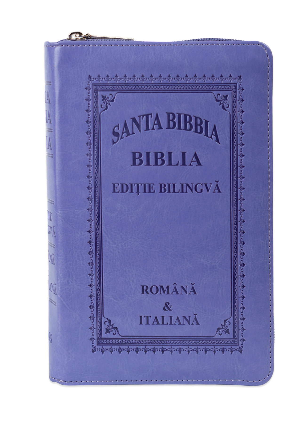Biblia bilingva italiana-română, marime medie, piele ecologica, liliac, fermoar, index, margini aurii, cuv. lui Isus cu rosu Biblia bilingva italiana-română, marime medie, piele ecologica, liliac, fermoar, index, margini aurii, cuv. lui Isus cu rosu
