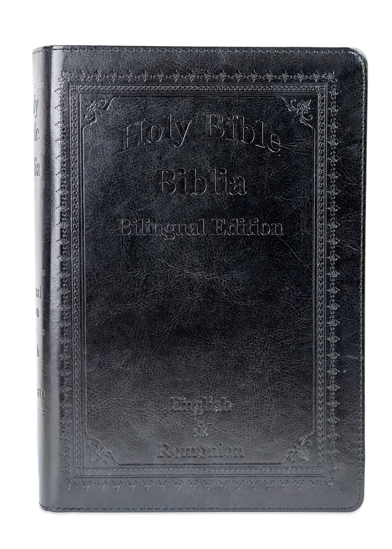 Biblia bilingva engleză-română, marime mare, piele ecologica, neagra, fermoar, index, margini aurii, cuv. lui Isus cu rosu Biblia bilingva engleză-română, marime mare, piele ecologica, neagra, fermoar, index, margini aurii, cuv. lui Isus cu rosu
