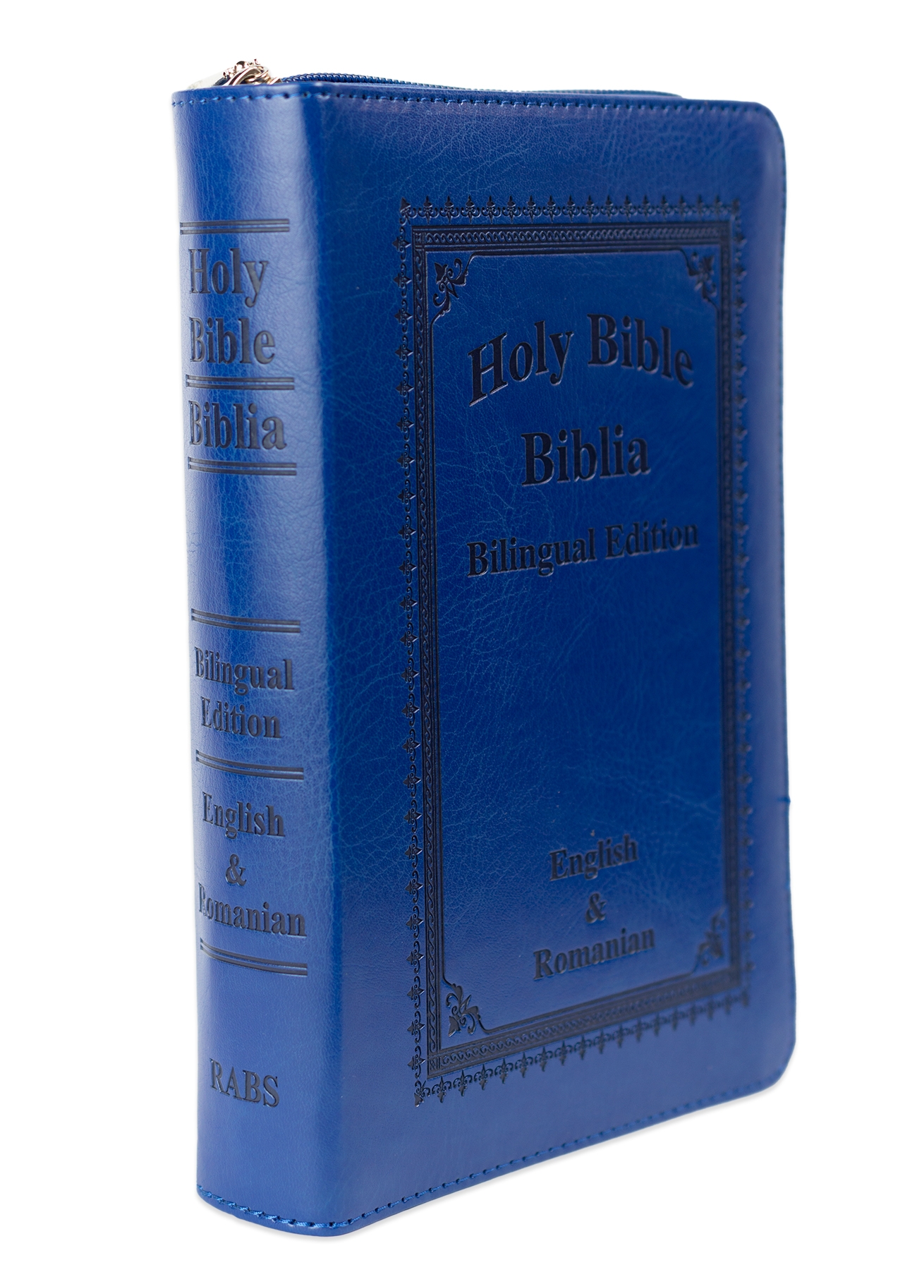 Biblia bilingva engleză-română, marime medie, piele ecologica, indigo, fermoar, index, margini aurii, cuv. lui Isus cu rosu Biblia bilingva engleză-română, marime medie, piele ecologica, indigo, fermoar, index, margini aurii, cuv. lui Isus cu rosu