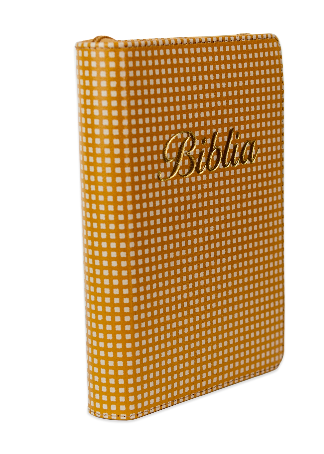 Biblia marime mica, maro, piele, fermoar, margini aurii, index, cuv. lui Isus cu rosu [047 PFI]