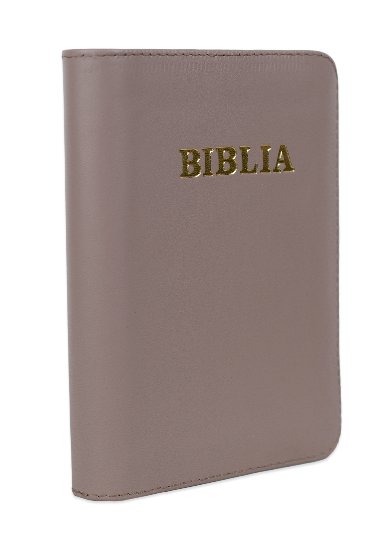 Biblia mica, coperta piele, culoare, roz plămâniu, index, fermoar, margini aurii, cuv. lui Isus in rosu [047 PFI]