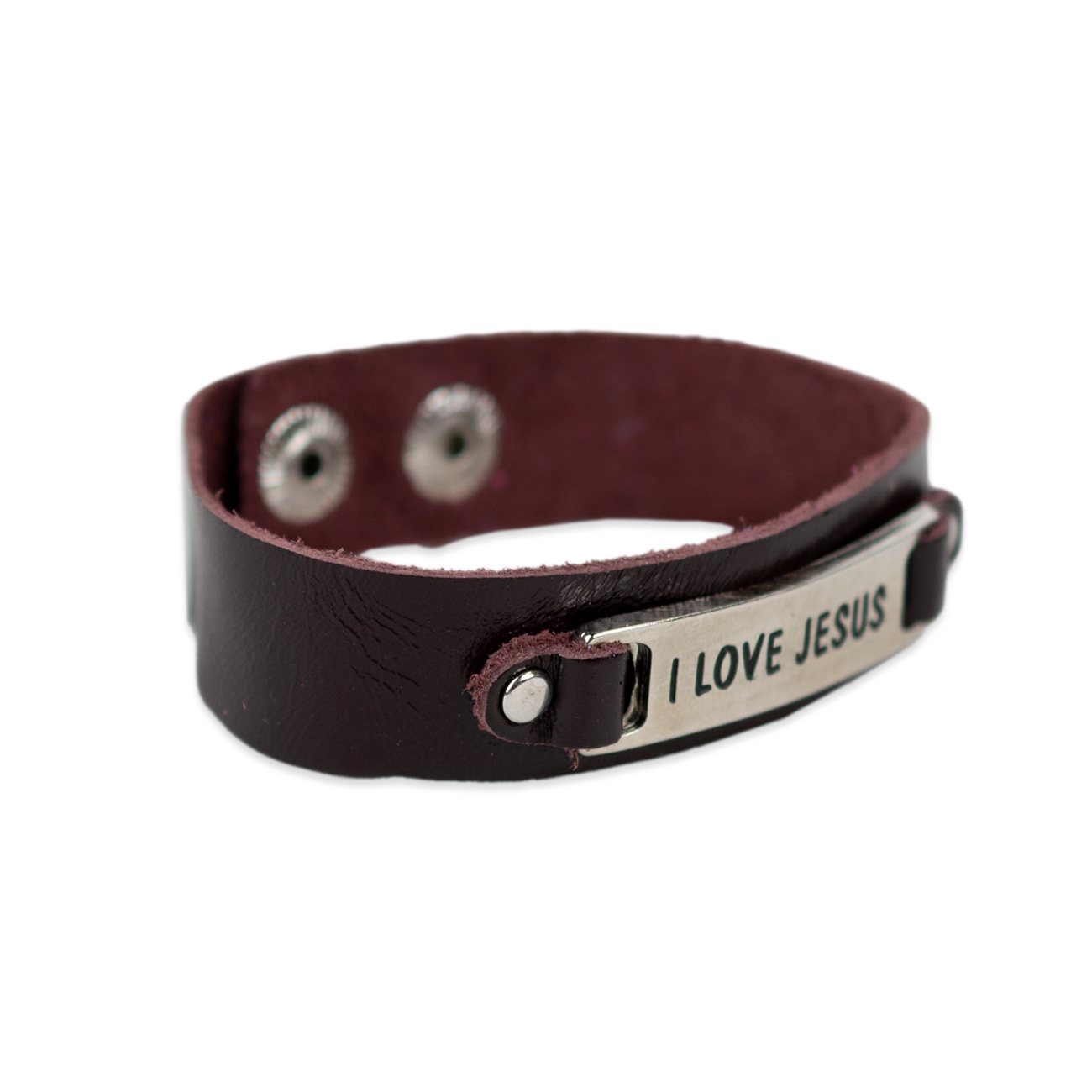 Bratara din piele bordo - I Love Jesus Bratara din piele bordo - I Love Jesus