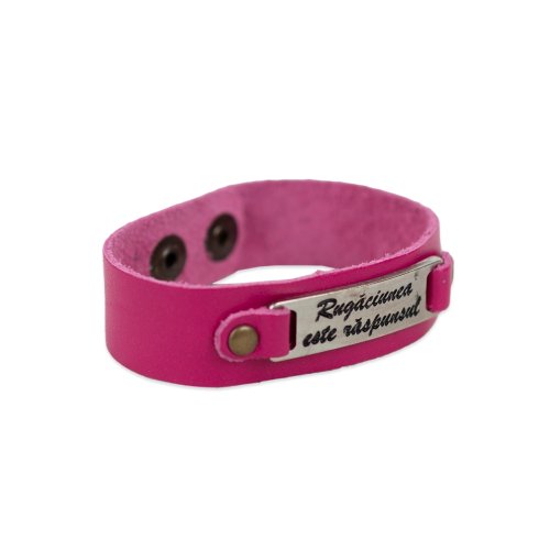 Bratara din piele roz - Rugaciunea este raspunsul