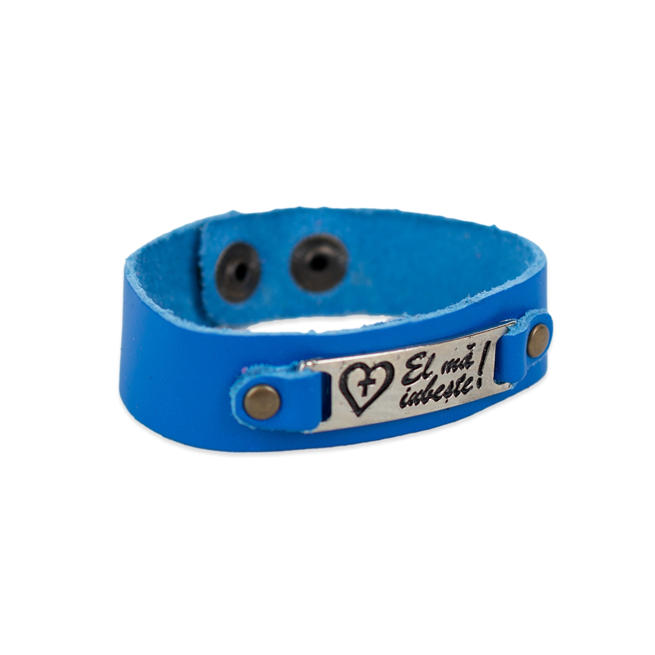 Bratara din piele naturala, albastră - El ma iubeste! Bratara din piele naturala, albastră - El ma iubeste!